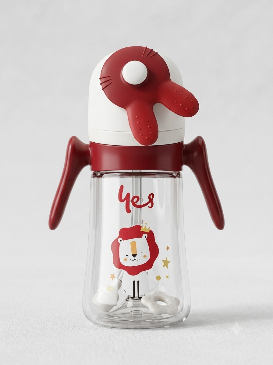 Lion Face Handle Feeding Bottle - 300ml