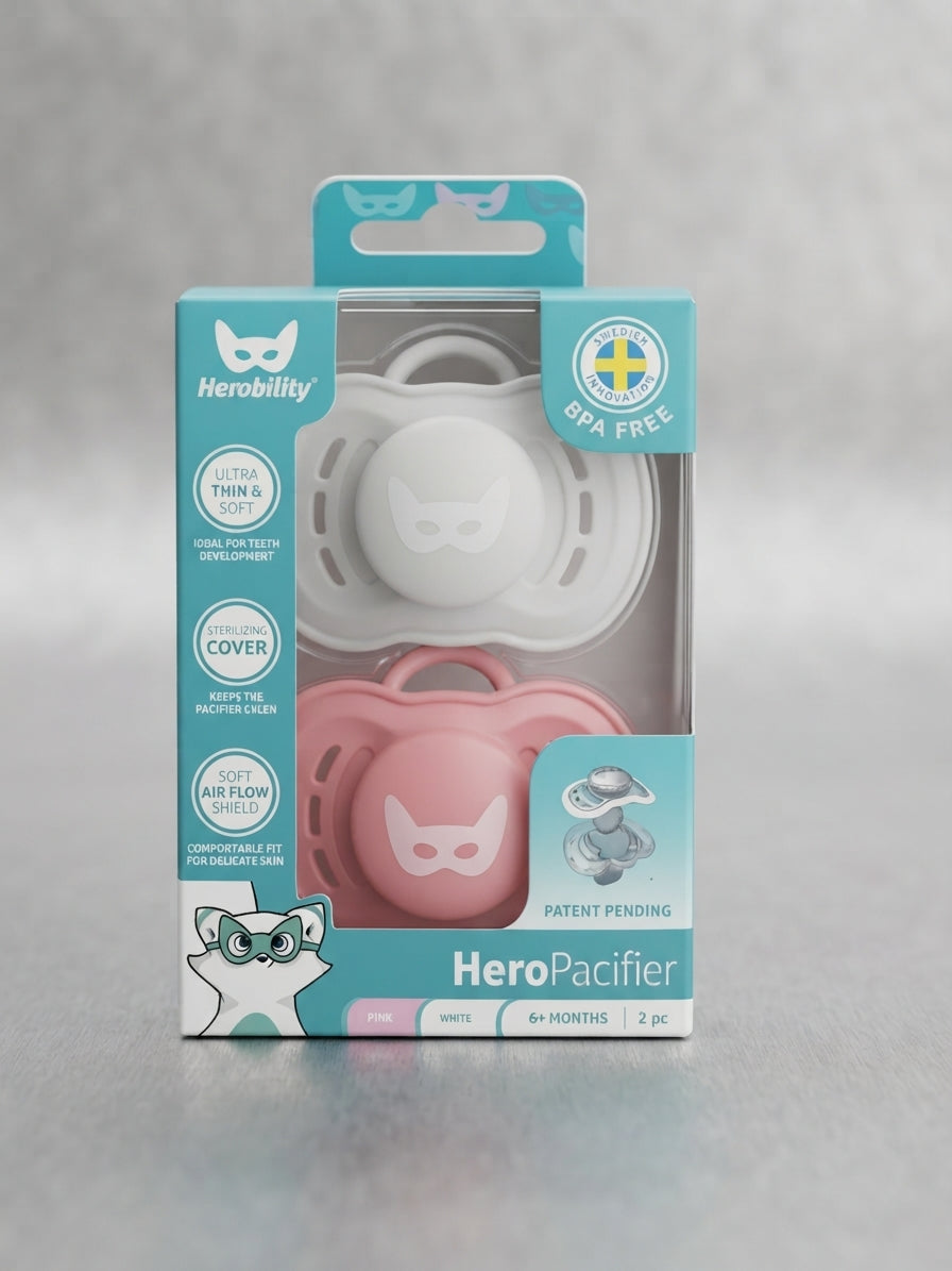 HeroPacifier - Pack of 2 (Pink &amp; White)